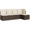 Image de vidaXL - 5-delige - Loungeset - met - kussens - poly - rattan - bruin