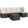 Image de vidaXL - 6-delige - Loungeset - met - kussens - poly - rattan - zwart