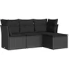 Image de vidaXL - 4-delige - Loungeset - met - kussens - poly - rattan - zwart
