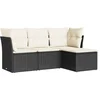 Image de vidaXL - 4-delige - Loungeset - met - kussens - poly - rattan - zwart