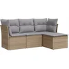 Image de vidaXL - 4-delige - Loungeset - met - kussens - poly - rattan - beige
