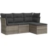 Image de vidaXL - 4-delige - Loungeset - met - kussens - poly - rattan - grijs