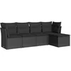 Image de vidaXL - 5-delige - Loungeset - met - kussens - poly - rattan - zwart
