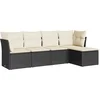 Image de vidaXL - 5-delige - Loungeset - met - kussens - poly - rattan - zwart