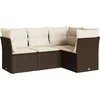 Image de vidaXL - 4-delige - Loungeset - met - kussens - poly - rattan - bruin