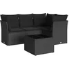 Image de vidaXL - 5-delige - Loungeset - met - kussens - poly - rattan - zwart