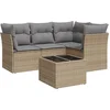 Image de vidaXL - 5-delige - Loungeset - met - kussens - poly - rattan - beige