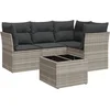 Image de vidaXL - 5-delige - Loungeset - met - kussens - poly - rattan - lichtgrijs