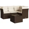 Image de vidaXL - 5-delige - Loungeset - met - kussens - poly - rattan - bruin