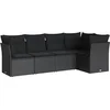 Image de vidaXL - 5-delige - Loungeset - met - kussens - poly - rattan - zwart