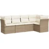 Image de vidaXL - 5-delige - Loungeset - met - kussens - poly - rattan - beige