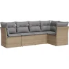 Image de vidaXL - 5-delige - Loungeset - met - kussens - poly - rattan - beige