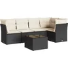 Image de vidaXL - 6-delige - Loungeset - met - kussens - poly - rattan - zwart