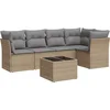 Image de vidaXL - 6-delige - Loungeset - met - kussens - poly - rattan - beige