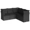 Image de vidaXL - 5-delige - Loungeset - met - kussens - poly - rattan - zwart