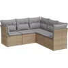 Image de vidaXL - 5-delige - Loungeset - met - kussens - poly - rattan - beige
