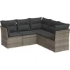 Image de vidaXL - 5-delige - Loungeset - met - kussens - poly - rattan - grijs