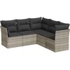 Image de vidaXL - 5-delige - Loungeset - met - kussens - poly - rattan - lichtgrijs
