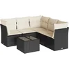 Image de vidaXL - 6-delige - Loungeset - met - kussens - poly - rattan - zwart