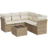 Image de vidaXL - 6-delige - Loungeset - met - kussens - poly - rattan - beige