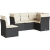Image de vidaXL - 5-delige - Loungeset - met - kussens - poly - rattan - zwart