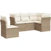Image de vidaXL - 5-delige - Loungeset - met - kussens - poly - rattan - beige