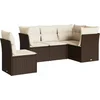 Image de vidaXL - 5-delige - Loungeset - met - kussens - poly - rattan - bruin