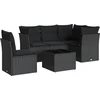 Image de vidaXL - 6-delige - Loungeset - met - kussens - poly - rattan - zwart