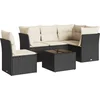 Image de vidaXL - 6-delige - Loungeset - met - kussens - poly - rattan - zwart