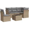 Image de vidaXL - 6-delige - Loungeset - met - kussens - poly - rattan - beige