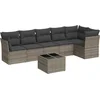 Image de vidaXL - 7-delige - Loungeset - met - kussens - poly - rattan - grijs