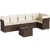 Image de vidaXL - 7-delige - Loungeset - met - kussens - poly - rattan - bruin