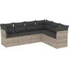 Image de vidaXL - 6-delige - Loungeset - met - kussens - poly - rattan - lichtgrijs