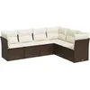 Image de vidaXL - 6-delige - Loungeset - met - kussens - poly - rattan - bruin