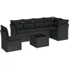 Image de vidaXL - 7-delige - Loungeset - met - kussens - poly - rattan - zwart