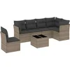 Image de vidaXL - 7-delige - Loungeset - met - kussens - poly - rattan - grijs