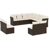 Image de vidaXL - 11-delige - Loungeset - met - kussens - poly - rattan - bruin