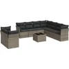 Image de vidaXL - 10-delige - Loungeset - met - kussens - poly - rattan - grijs