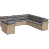 Image de vidaXL - 11-delige - Tuinset - met - kussens - poly - rattan - beige