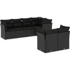 Image de vidaXL - 7-delige - Loungeset - met - kussens - poly - rattan - zwart