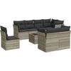 Image de vidaXL - 9-delige - Loungeset - met - kussens - poly - rattan - lichtgrijs