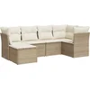 Image de vidaXL - 6-delige - Loungeset - met - kussens - poly - rattan - beige