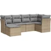 Image de vidaXL - 6-delige - Loungeset - met - kussens - poly - rattan - beige