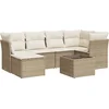 Image de vidaXL - 7-delige - Loungeset - met - kussens - poly - rattan - beige