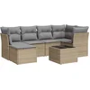 Image de vidaXL - 7-delige - Loungeset - met - kussens - poly - rattan - beige