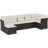 Image de vidaXL - 7-delige - Loungeset - met - kussens - poly - rattan - zwart