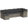 Image de vidaXL - 7-delige - Loungeset - met - kussens - poly - rattan - grijs
