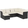 Image de vidaXL - 7-delige - Loungeset - met - kussens - poly - rattan - zwart