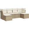 Image de vidaXL - 6-delige - Loungeset - met - kussens - poly - rattan - beige