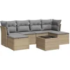Image de vidaXL - 7-delige - Loungeset - met - kussens - poly - rattan - beige